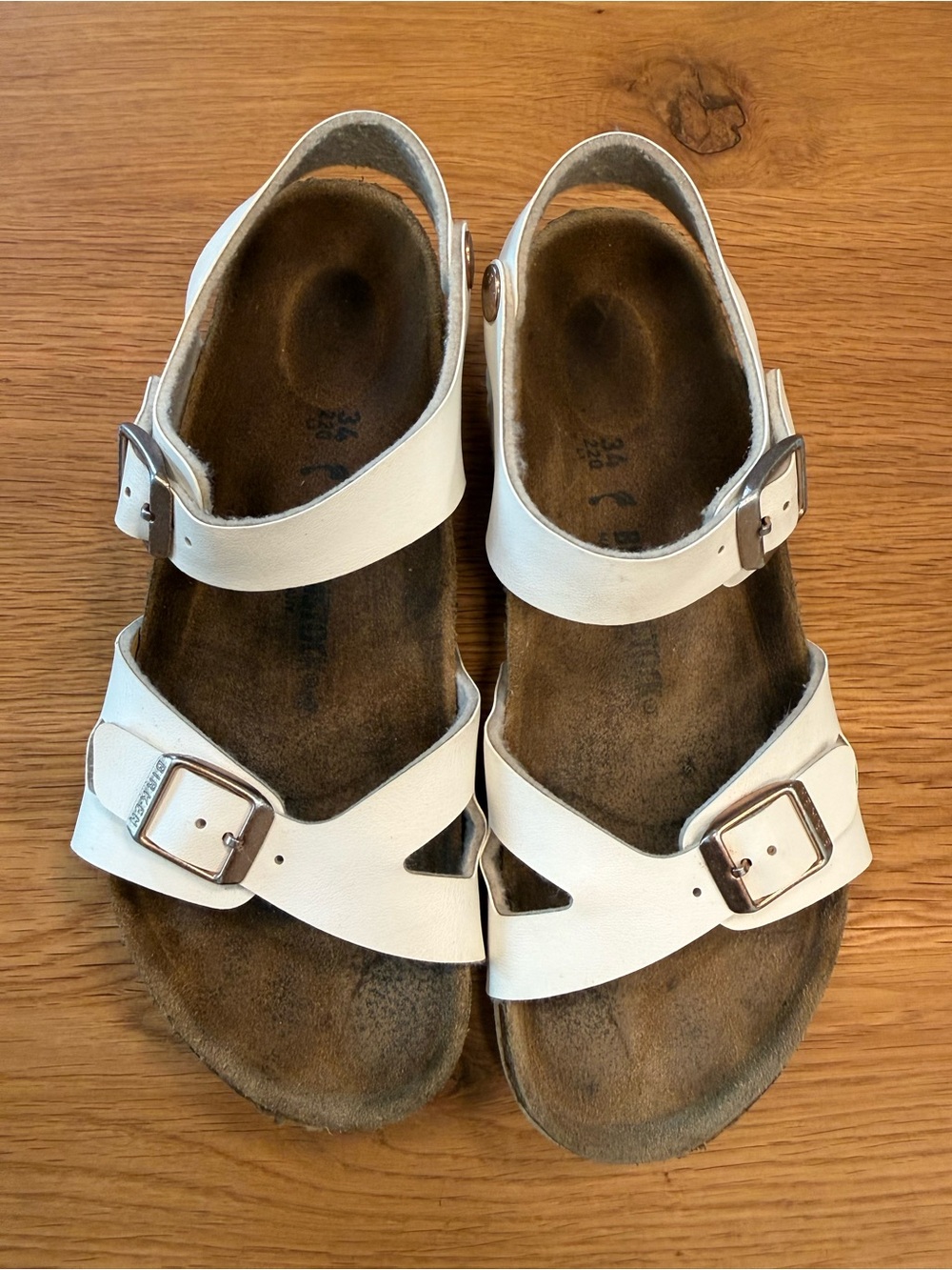 Birkenstock Kids Rio Birko-Flor White Ankle Strap Sandals Size EU 34 US 3-3.5